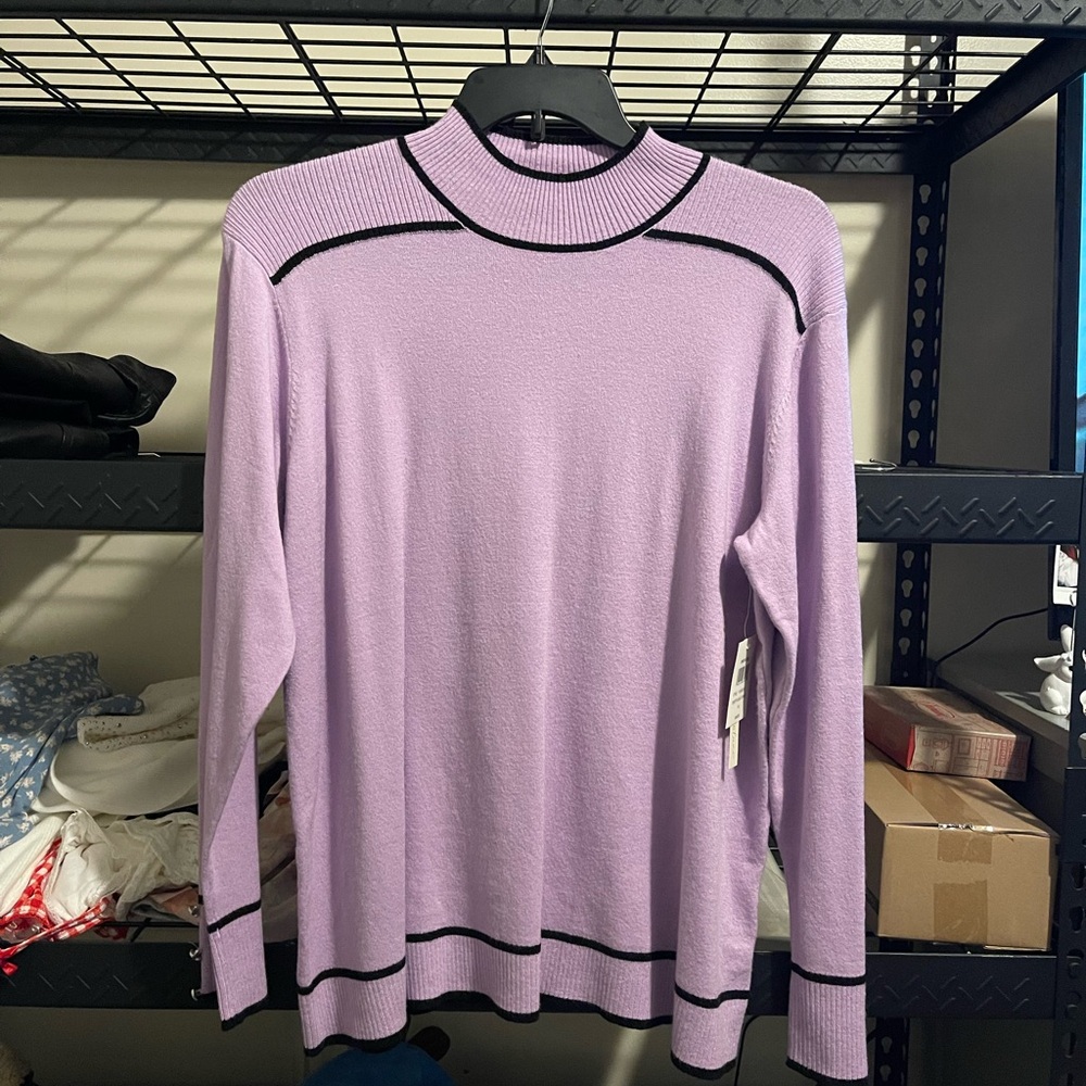 Dusty Lilac Sweater with Black Accents